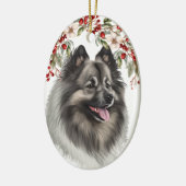 Keeshond Holly Berry Kerstmis Keramisch Ornament (Links)