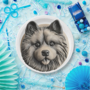 Keeshond hond 3D geïnspireerd Papieren Bordje