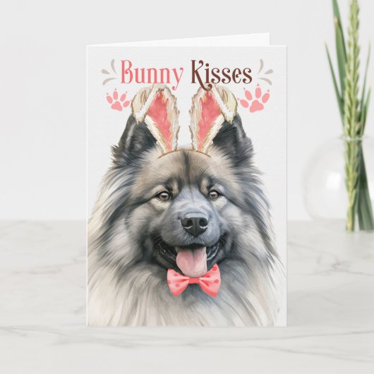 Keeshond Hond Bunny Oars voor Pasen Feestdagen Kaart (Voorkant)