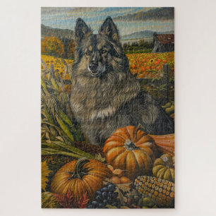 Keeshond Hond Herfst Oogst Dankdag Legpuzzel