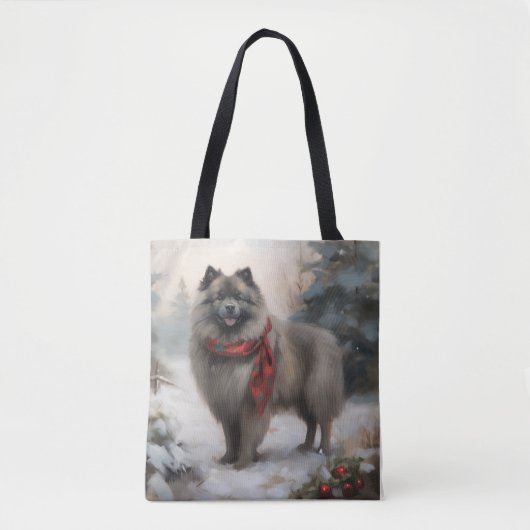 Keeshond Hond in Sneeuw Kerstmis Draagtas (Voorkant)