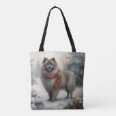 Keeshond Hond in Sneeuw Kerstmis Draagtas (Achterkant)