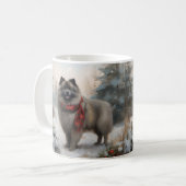 Keeshond Hond in Sneeuw Kerstmis Koffiemok (Voorkant links)