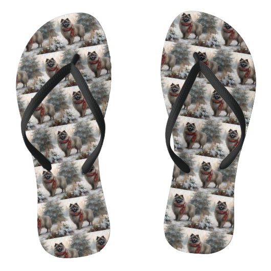 Keeshond Hond in Sneeuw Kerstmis Teenslippers (Voetbed)