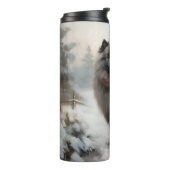 Keeshond Hond in Sneeuw Kerstmis Thermosbeker (Gedraaid links)