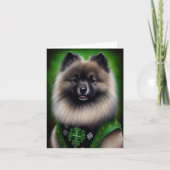Keeshond-hond in St. Patrick's Day-jurk Kaart (Voorkant)