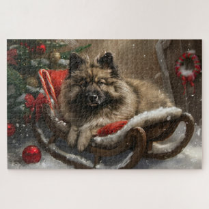 keeshond Hond Kerst Feestelijk Legpuzzel