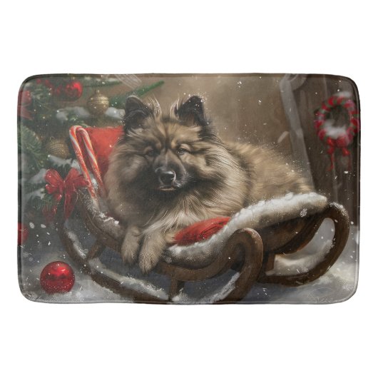 Keeshond Hond Kerstfeest Badmat (Voorkant)