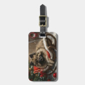 Keeshond Hond Kerstfeest Bagagelabel (Voorkant verticaal)