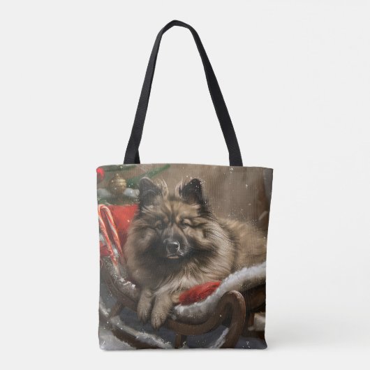Keeshond Hond Kerstfeest Draagtas (Achterkant)