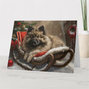 Keeshond Hond Kerstfeest Kaart