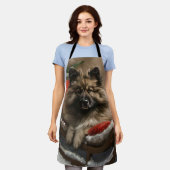 Keeshond Hond Kerstfeest Schort (Gedragen)