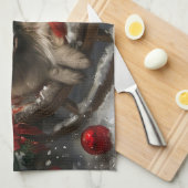 Keeshond Hond Kerstfeest Theedoek (Quarter Fold)