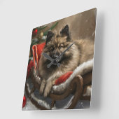 Keeshond Hond Kerstfeest Vierkante Klok (Hoek)