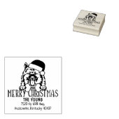 Keeshond Hond Kerstmis Retouradres Rubberstempel (Gestempeld)