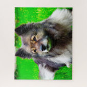 Keeshond hond. legpuzzel (Verticaal)
