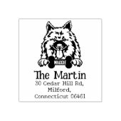 Keeshond hond, retouradres, 	rubberstempel (Afrduk)