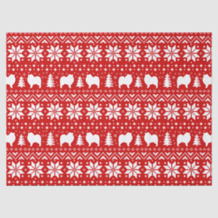 Keeshond Hond Silhouetten Kerstpatroon Rood Tissuepapier