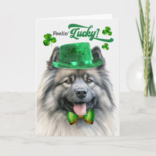 Keeshond-hond voelt zich Lucky St. Patrick's Day Feestdagen Kaart