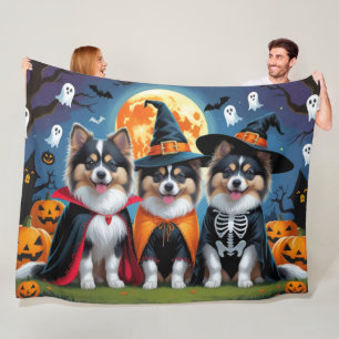 Keeshond Honden Pompoen Halloween Grappig Fleece Deken