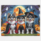 Keeshond Honden Pompoen Halloween Grappig Fleece Deken (Voorkant (Horizontaal))