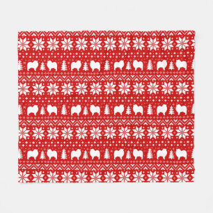 Keeshond hondensilhouetten feestelijk kerstpatroon fleece deken