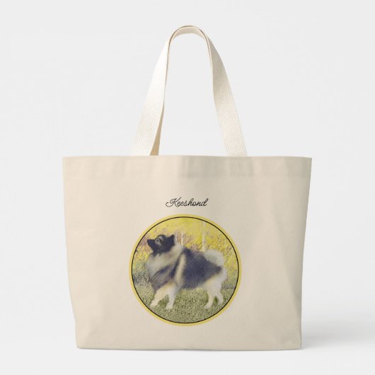 Keeshond in Aspen Schilderen Schattigee Originele Grote Tote Bag (Achterkant)
