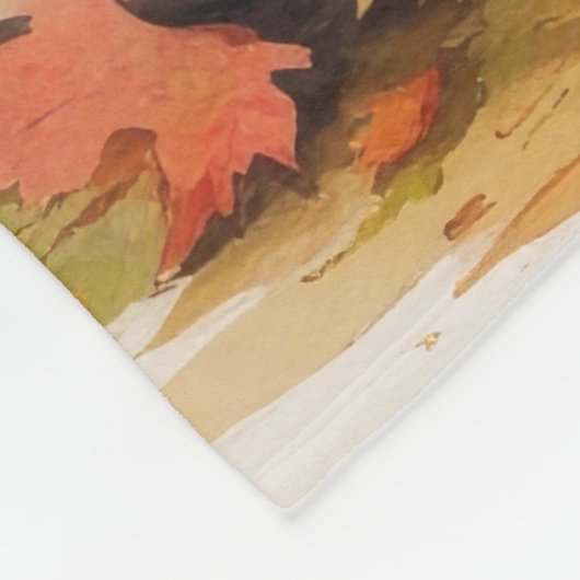 Keeshond in het najaar verlaat Thanksgiving kunst Fleece Deken (Hoek)