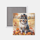 Keeshond in het najaar verlaat Thanksgiving kunst Magneet (Voorkant / Achterkant)