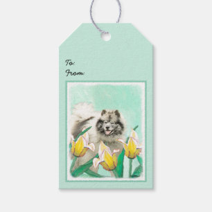 Keeshond in Tulips Painting Original Dog Art Cadeaulabel