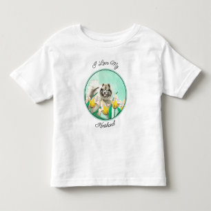 Keeshond in Tulips Painting Original Dog Art Kinder Shirts
