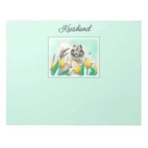 Keeshond in Tulips Painting Original Dog Art Notitieblok