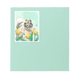 Keeshond in Tulips Painting Original Dog Art Notitieblok