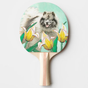 Keeshond in Tulips Painting Original Dog Art Tafeltennisbatje