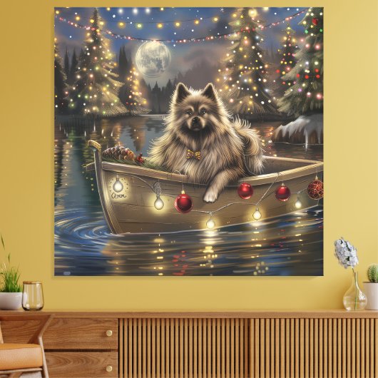 Keeshond Kerst Feestelijke Reis Canvas Afdruk (Insitu (Woonkamer))