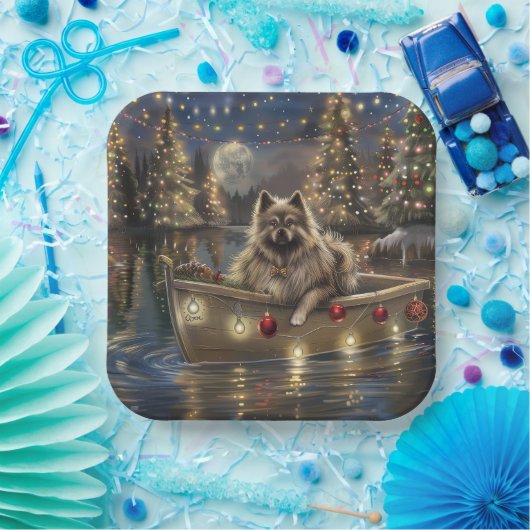 Keeshond Kerst Feestelijke Reis Papieren Bordje (Feest)