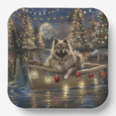 Keeshond Kerst Feestelijke Reis Papieren Bordje (Voorkant)