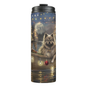 Keeshond Kerst Feestelijke Reis Thermosbeker