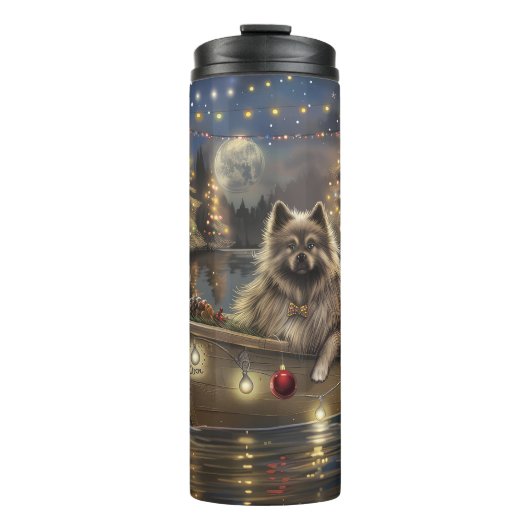 Keeshond Kerst Feestelijke Reis Thermosbeker (Voorkant)
