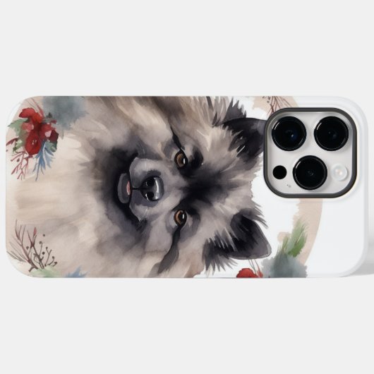 Keeshond Kerstkrans Feestelijke Pup Case-Mate iPhone Case (Achterkant (horizontaal))