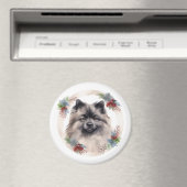 Keeshond Kerstkrans Feestelijke Pup Magneet (Insitu (Vaatwasser))