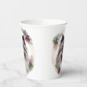 Keeshond Kerstkrans Feestelijke Pup Papieren Bekers (Links)