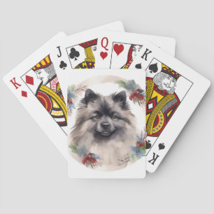 Keeshond Kerstkrans Feestelijke Pup Pokerkaarten