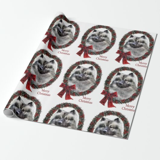 Keeshond Kerstmis Cadeaupapier (Uitgerold)