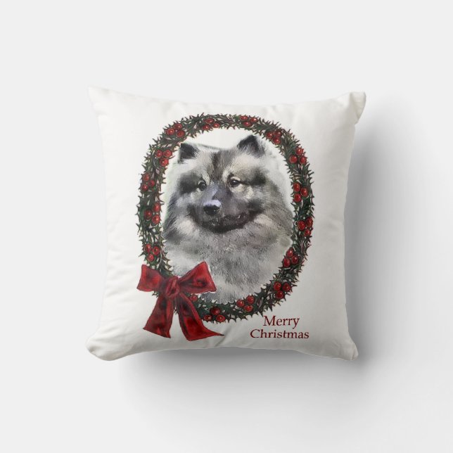 Keeshond Kerstmis Kussen (Voorkant)