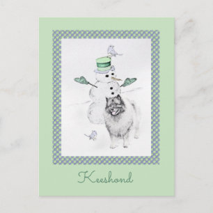 Keeshond Kerstmis Snowman Painting Dog Art Briefkaart
