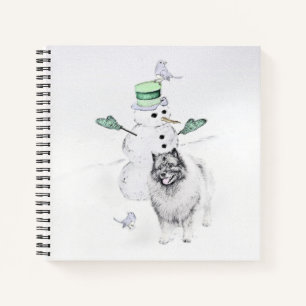 Keeshond Kerstmis Snowman Painting Dog Art Notitieboek