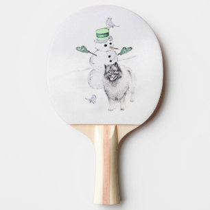 Keeshond Kerstmis Snowman Painting Dog Art Tafeltennisbatje