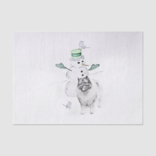 Keeshond Kerstmis Snowman Painting Dog Art Tissuepapier