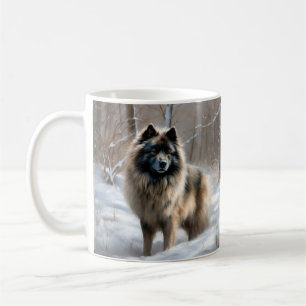 Keeshond Laat het Sneeuwen Kerstmis Koffiemok